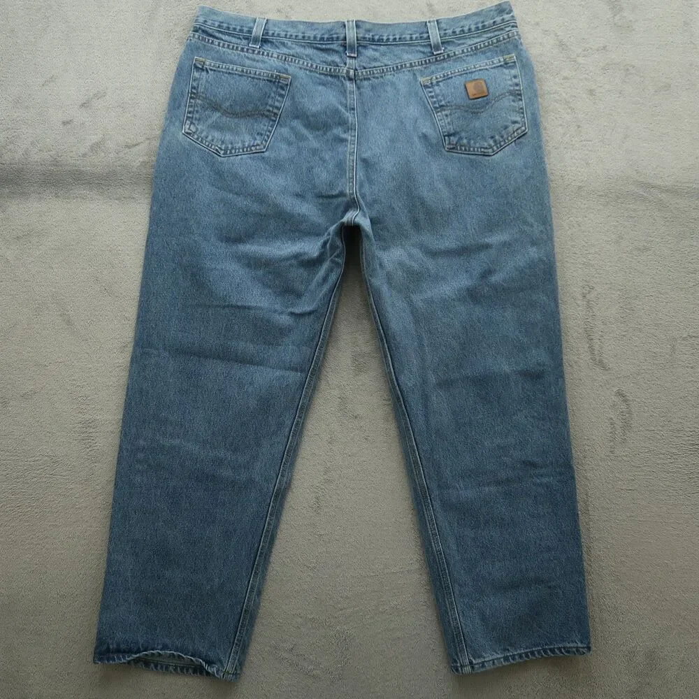 Carhartt Jeans Mens Size 44x32 Blue Relaxed Fit 100% Cotton Denim Workwear